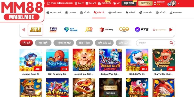 Các tựa game bắn cá hấp dẫn tại MM88
