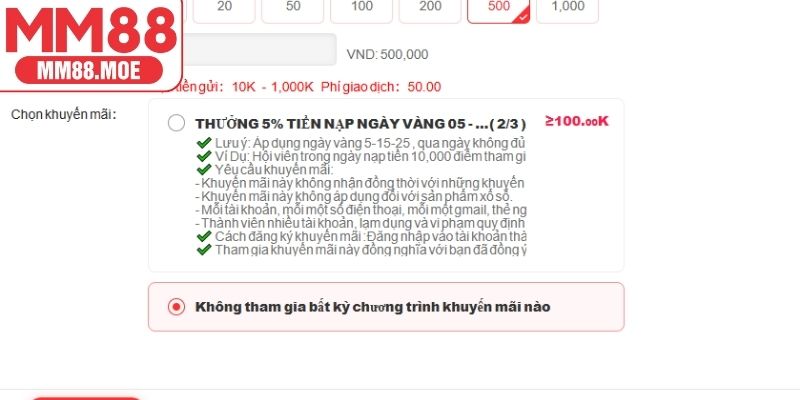 Tips nạp tiền MM88 nhanh chóng