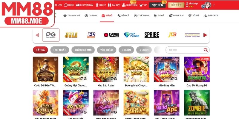 Slot game kho trò chơi MM88 phong phú